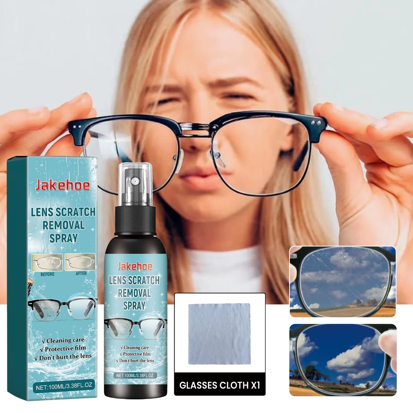 Glasses Lens Cleaner Spray Repairs Small Scratches and Abrasions Effectively Cleans Dirt Restores Lens Smoothness anti Fog Oil