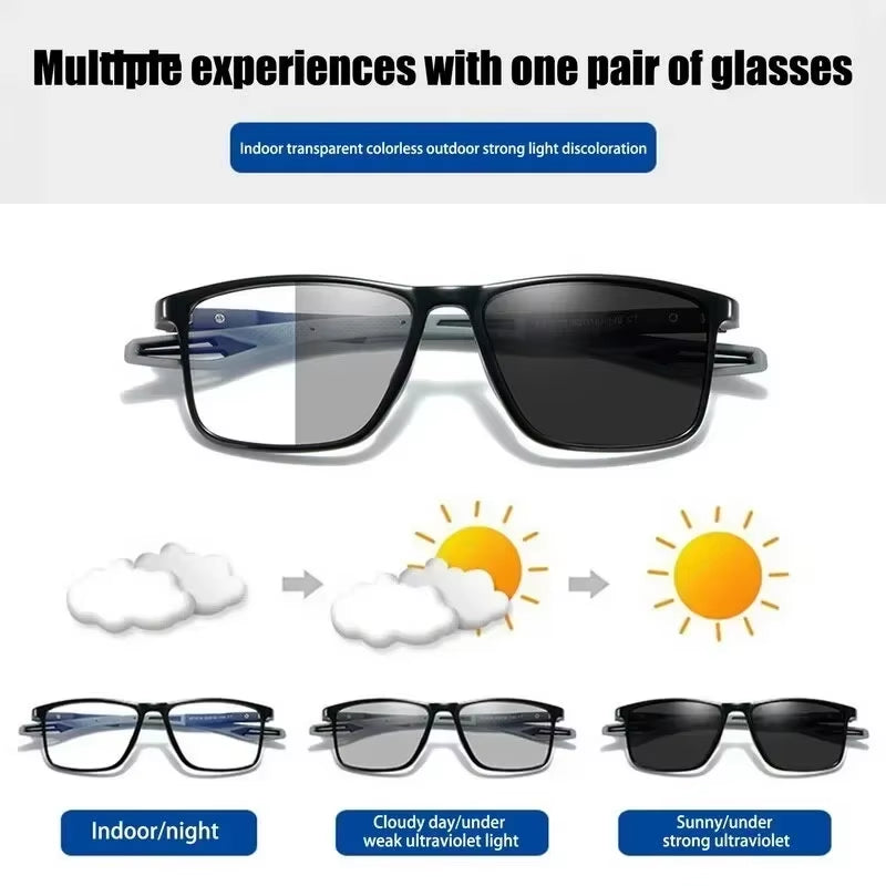 Photochromic TR90 Anti-Blue Light Multifocal Reading Glasses New Progressive near Far Eyewear Men Women Sports Eyeglasses